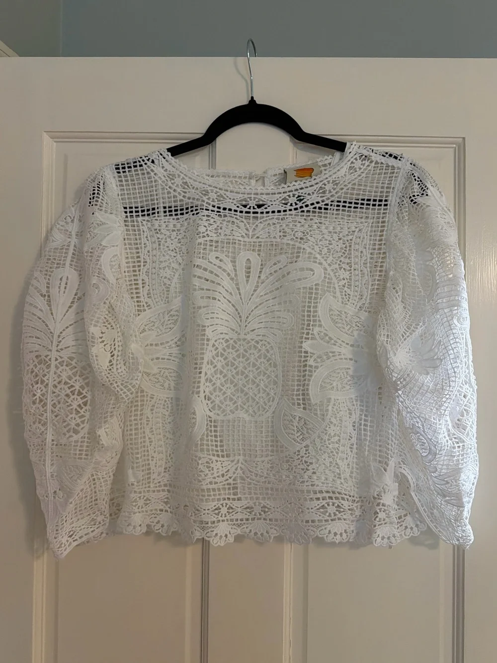 FARM Rio Guipure White Crochet Pineapple Lace Crop Top